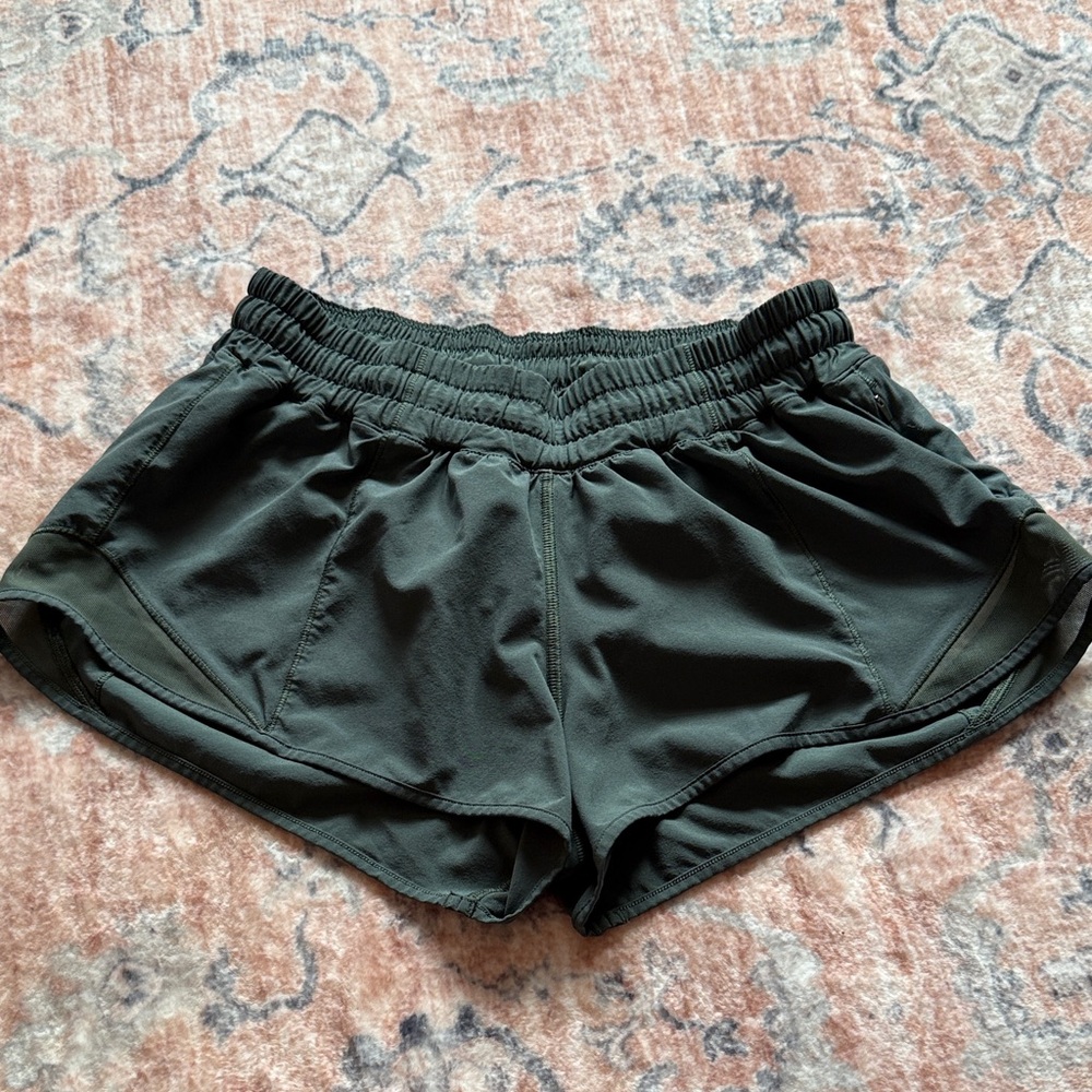 lululemon athletica Dark Green Running Shorts with Elastic Waist